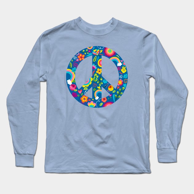 Groovy Nature Peace Sign Long Sleeve T-Shirt by machmigo